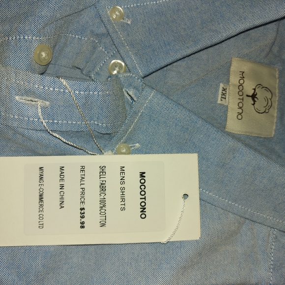 NWT MOCOTONO Men's Oxford Long Sleeve Casual Shirt, Blue, XXL - Picture 3 of 3